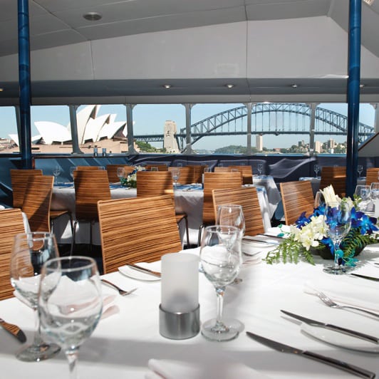 Elegant dining setup on board